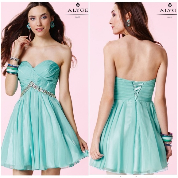 Alyce Paris Strapless Short Ruched Chiffon Dress - Picture 7 of 8
